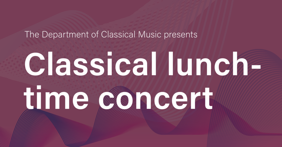 Purple illustration with the title "Classical lunchtime concert"