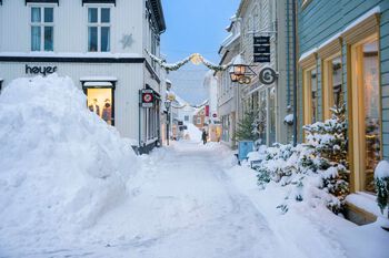 Snow in Grimstad centre.