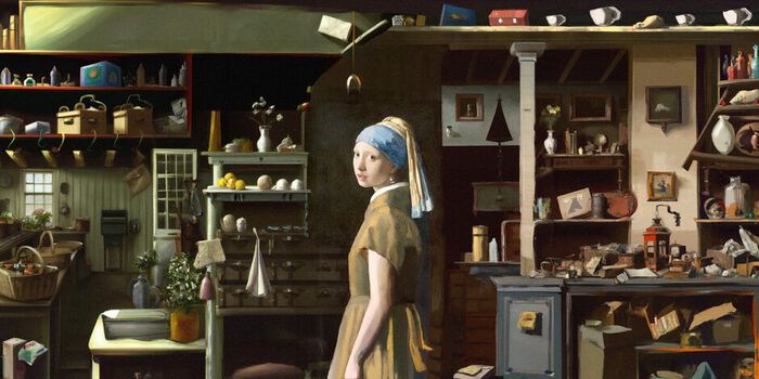 Illustrasjon laget av kunstig intelligens som utvider Piken med perleøredobb av Vermeer