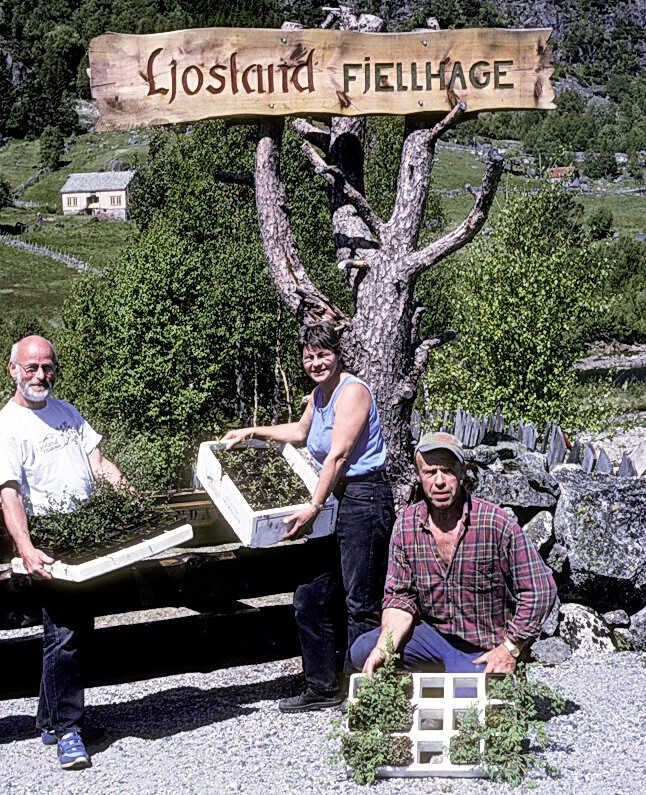 Ovin og Heideros Udø og Egil Eriksen er klare med plantar for utplanting. Ca 1998.