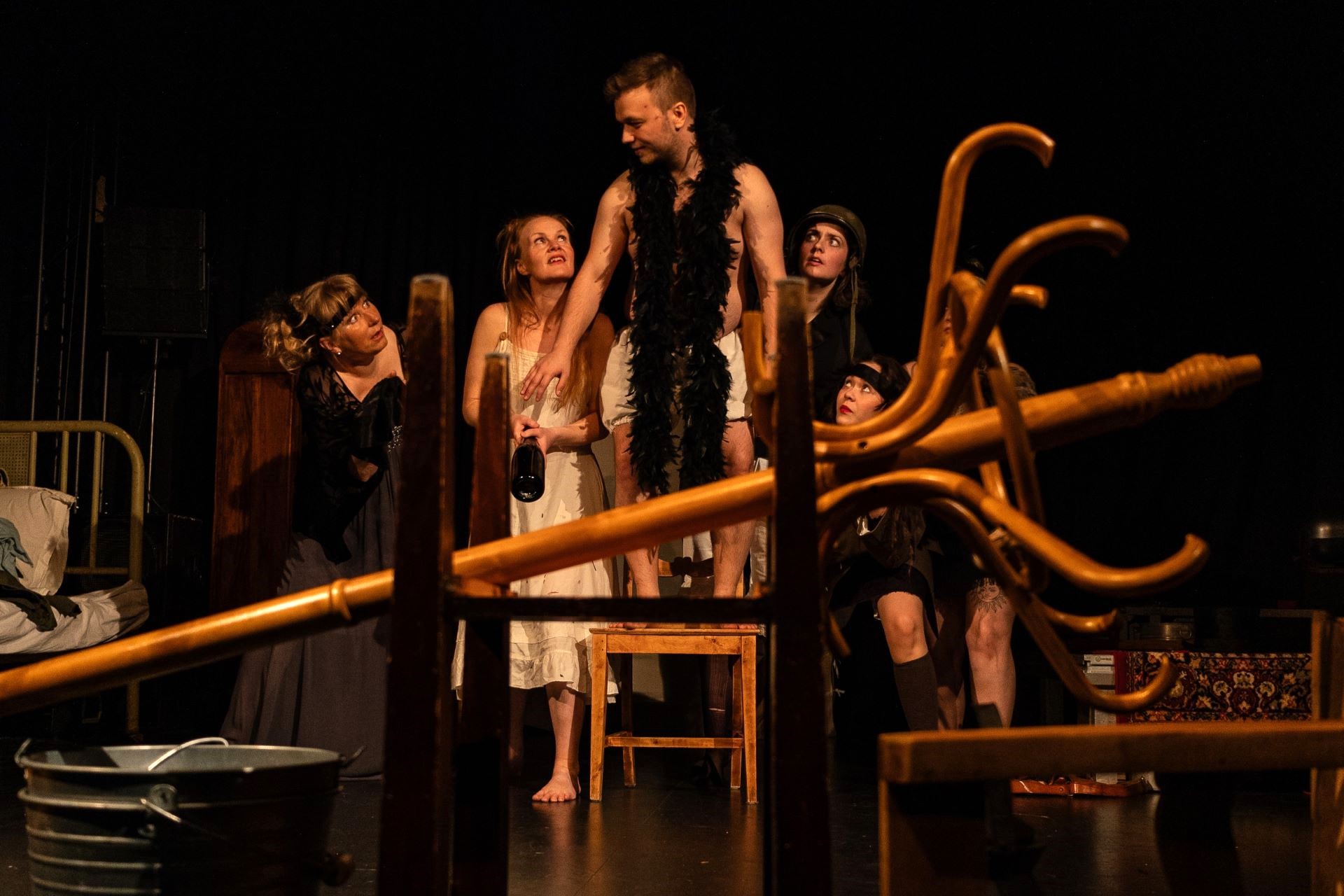 Performance, theater students on stage